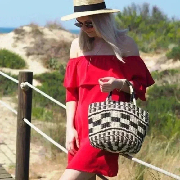 SHARA Red Off Shoulder Dress - Picture 1 of 3